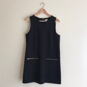 J.Crew Black Zip-Pocket Shift Dress - Small (EUC)